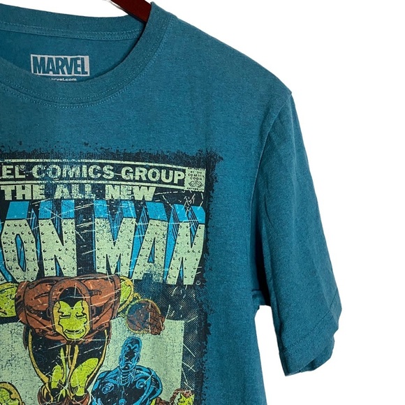 Marvel Iron Man Armor Comic Book Cover Tee Shirt Medium Blue Retro Fandom - Picture 6 of 14